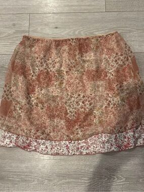 ADORA Dusty Rose Floral Midi Skirt with Ruffled Hem